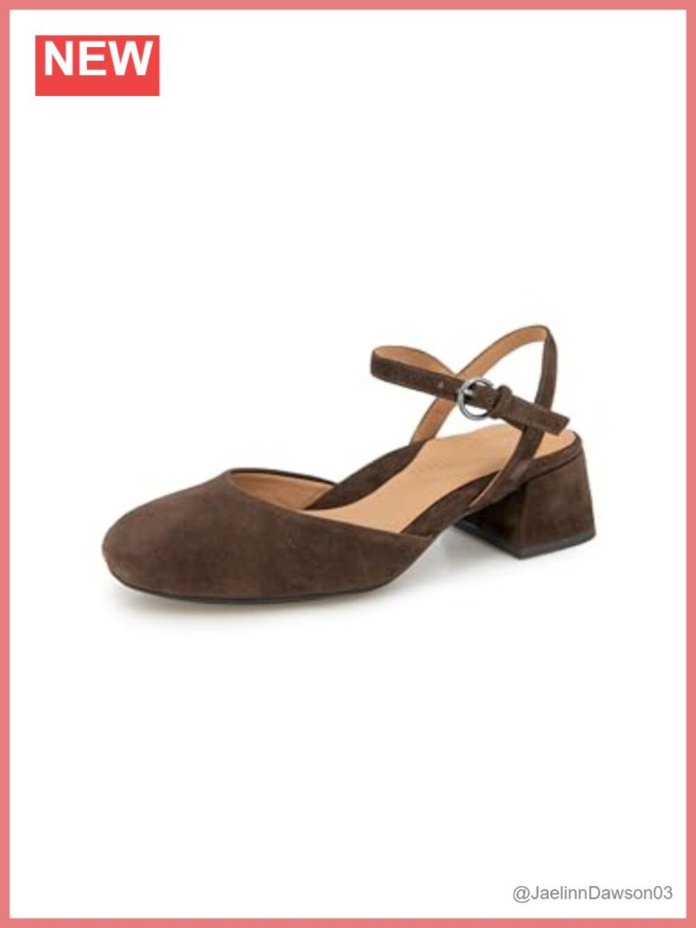 Suede Block Heel Pumps 1.77" Cushioned Insole Buckle